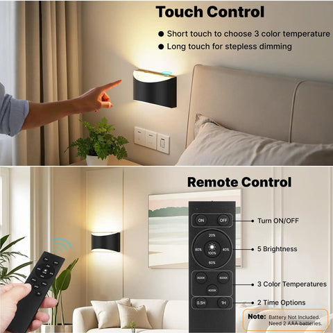 Dope Battery Operated Wall Sconces Set Of 2 With 8000mAh Rechargeable Battery Remote And Touch Dimmer in a bedroom setting