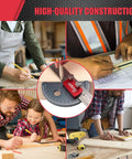 Rock Solid Stainless Steel Angle Protractor With Dead Accurate 0 To 180 Degree Readings For Woodworking Bench Projects Plus Integrated Straight Edge Marking Ruler in use for precise measurements.