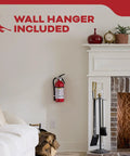 Home Fire Extinguisher For Residential And Living Areas 2A10BC With All Metal Construction mounted beside fireplace