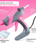 Real Deal Full Size Corded Hot Glue Gun Bundle With Stable Self Standing Base And 10 Heavy Duty Glue Sticks Made For Daily Crafts Or Weekend Warrior Diy Tasks Pink Grey 60W, showing ergonomic design and detachable base.