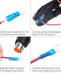 Step-by-step guide using Heat Shrink Fork Connectors Blue Marine Grade 16-14 Gauge Built To Last Spade Terminals With Heat Activated Adhesive