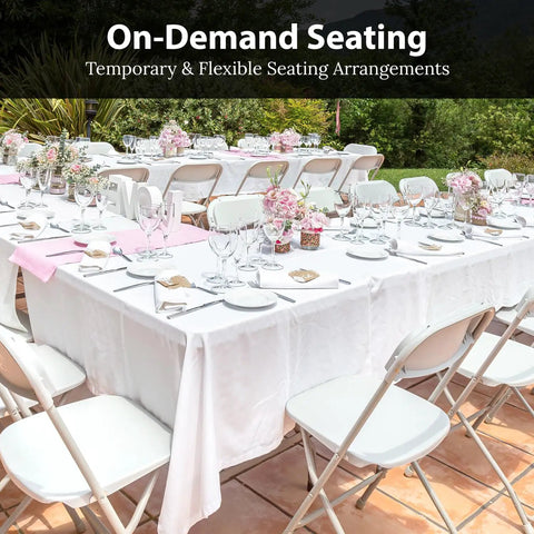 10 Pack Foldable Plastic Chairs For Indoor And Outdoor Use, Stackable Folding Chairs With 350 Lb Capacity Steel Frame at event setup