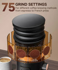 Level Up Your Daily Brew With This Bang For Your Buck Electric Coffee Grinder Featuring 75 Stepless Speeds And A Premium 40mm Burr for grind settings.