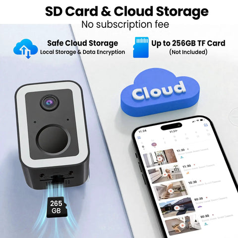 Two Pack Wireless Outdoor Security Cameras With True Color Night Vision AI Motion Detection And Spotlight Siren Alarm Battery Powered Two Way Audio Weatherproof Home Surveillance System with SD card and cloud storage options.