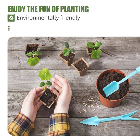 Hands planting seedlings in 10 Pack Biodegradable Peat Pots And 120 Cell Seedling Starter Tray Set With 20 Plant Labels