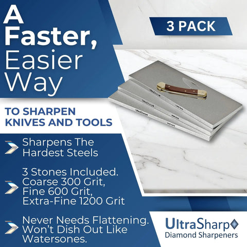 Dope Value Diamond Sharpening Stone Set 8 By 3 Inches With Holder Includes 300 600 1200 Grit Stones with text details