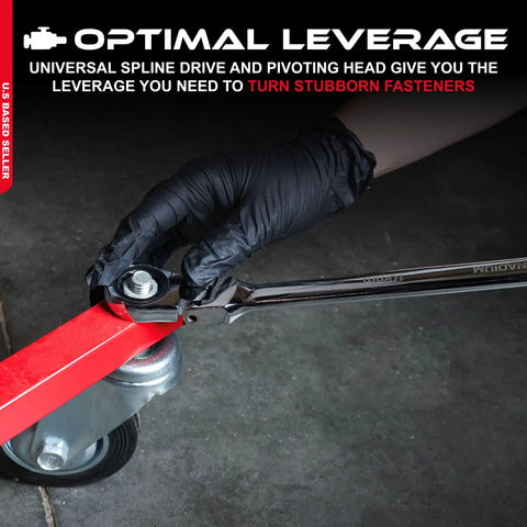 Using Double End Flexible Head Ratcheting Wrench 13mm And 15mm Set With 180 Degree Pivot to turn fastener on equipment
