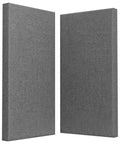 Two-Piece Studio-Grade Fiberglass Acoustic Panels 47.2 By 23.6 Inches for soundproofing, charcoal grey, shown side by side at an angle.