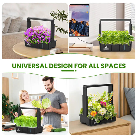 Indoor Hydroponics Garden System With 15 Pod Grow Kit For Herbs And Veggies, LED Grow Light, Countertop Water Window shown in living spaces