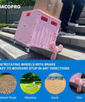 Foldable Utility Cart With Stair Climbing Wheels Telescoping Handle And Collapsible Rolling Trolley Pink For Grocery Shopping