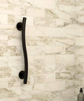 Wave Grab Bar One And A Quarter Inch Diameter And Sixteen Inch Length In Oil Rubbed Bronze ADA Compliant Stainless Steel Eighteen Gauge Wall Mounted Grab Bar For Shower Or Tub Versatile Vertical Or Horizontal Install No Slip Grip