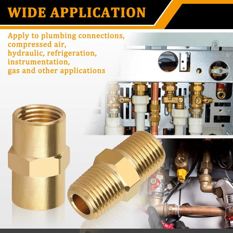Brass Pipe Fittings Set Twelve Pieces Hex Nipple And Coupling NPT One Eighth Inch Male And Female Threads For Plumbing DIY Friendly Easy Install Durable Seal Quick Connect Hardware Kit brass NPT fittings for plumbing and HVAC
