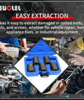 Heavy Duty 5-Piece Bolt Extractor Set 1/2 Drive Easy Out Nut And Bolt Remover shown in blue case with tools in use