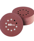 40 Piece Assorted 9 Inch Hook And Loop Sanding Discs With Ten Holes featuring assorted grits for wood and paint stripping.