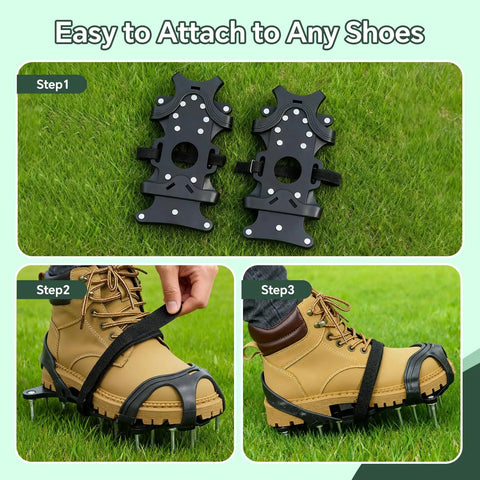 Flexible Lawn Aerator Shoes With Adjustable Straps And Durable Spikes For Easy Garden Aeration, Protective Rubber Covers For Foot Safety