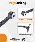 Polyurethane bushing detail from 12 Piece Front Suspension Control Arm Kit With Polyurethane Bushings For Chevy Silverado 1500 GMC Sierra 1500 Cadillac Escalade Tahoe Suburban Yukon Avalanche 2007 To 2013 Bolt On Upgrade For A Smoother Ride highlighting wear-resistance and handling.