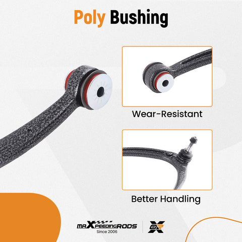 Polyurethane bushing detail from 12 Piece Front Suspension Control Arm Kit With Polyurethane Bushings For Chevy Silverado 1500 GMC Sierra 1500 Cadillac Escalade Tahoe Suburban Yukon Avalanche 2007 To 2013 Bolt On Upgrade For A Smoother Ride highlighting wear-resistance and handling.