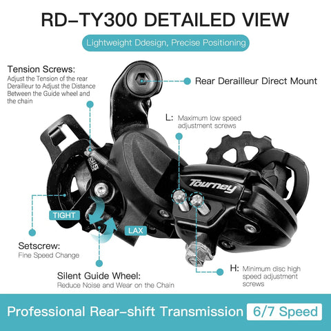 6/7 Speed Bike Rear Derailleur With Direct Mount For Mountain And Road Bikes RD TY300 Compatible, Smooth Shifting