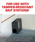 Tamper-resistant bait station for Proven Heavy Hitter Bromethalin Mouse And Rat Bait Blocks in indoor setting.