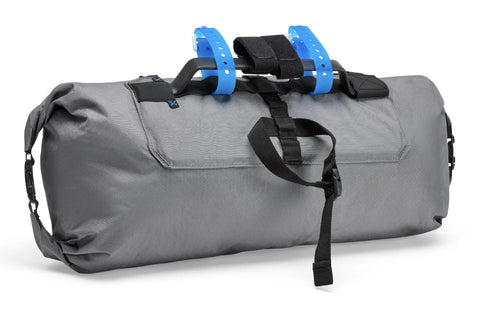 Mule 9 Bikepacking Waterproof Sideload Handlebar Pack With Easy Access Gear Pockets And Secure Attachment For Tents And Gear On Rough Trails Wolf Grey