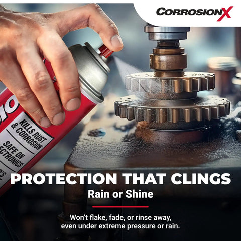 Applying heavy duty rust inhibitor and dielectric lubricant penetrant for marine auto electronics and RV gear on engine part