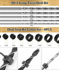 Topshelf 39 Piece Countersink Drill Bit And Wood Plug Cutter Set With Deburring Tool 5PC Long Twist Drill Bit Set and Collar.