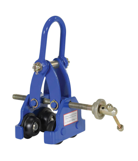Steel Quick Install Manual Trolley 4000 Lb Capacity With Four Rollers Lifting Eye And Safety Ring 10 Inch Headroom Blue