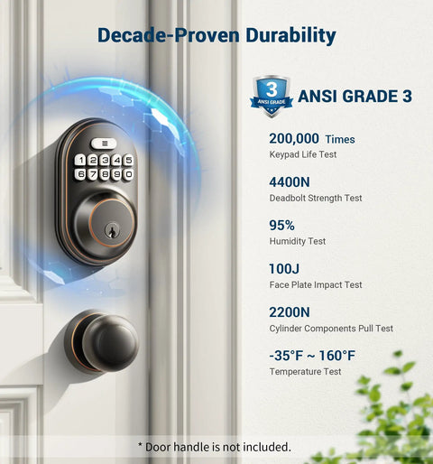 Keyless Entry Door Lock With Electronic Keypad Deadbolt Auto Lock Anti Peeking Password Backlit Easy Install Oil Rubbed Bronze test details