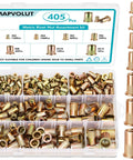 405 Piece Metric Rivet Nut Kit With M3 To M12 UNC flat head nutserts in zinc plated carbon steel in storage case