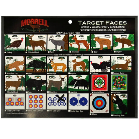 Selection of lifelike animal target faces for archery practice shown.