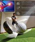 Golfer using Replaceable Golf Hitting Strips For Indoor Outdoor Practice Realistic 30 X 12 Inch Hitting Mat Insert Turf Green