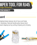 RJ45 Crimp Tool For Pass Through Connector EZ Cut Strip And Crimp Cat5e And Cat6 Ethernet Cables with blade guard
