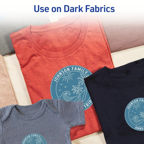 Dark Fabric Printable Iron On Transfer Paper for Inkjet Printers 8.5 by 11 Inches Five Sheets on shirts with custom designs
