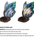 Handcrafted Stained Glass Butterfly Lamp With LED Bulb Included, Desk And Table Light For Bedroom Or Living Space, Colorful Vintage Vibe Decor