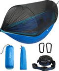 Camping Hammock With Spacious Net For Indoor Or Outdoor Use Solo Or Duo Comfort 106x55 Inch Or 118x71 Inch Breathable Net with accessories
