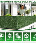 Artificial Ivy Fence Privacy Screen 120x40 Inches UV Resistant Dense Faux Greenery Backdrop on balcony with realistic leaves