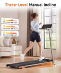 Person using 2 In 1 Folding Treadmill With Height Adjustable Desk For Home Office Use, Standalone Workout Machine in living room