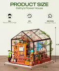 DIY Miniature Greenhouse Kit With Dope LED Lights 1 To 24 Scale Wooden Dollhouse With Realistic Furniture Gift For Adults