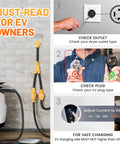 NEMA 14-30P To 2X 14-30R Dryer Splitter Y Adapter Cord For Modern Four Prong Outlets With Level 2 EV Charger Hookup No Sweat Setup Straight Shooter 30 Amp Shared Power ETL Certified image showing installation steps for EV charging.