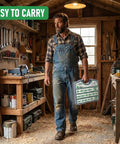 Man carrying Built Tough Heavy Duty Bolt Nut Washer Set 467 Piece Assortment Kit with storage case in a workshop.