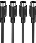 2 Pack 3 Foot 5 Pin MIDI Cables Male To Male DIN Connectors For MIDI Keyboard, Synth, Rack Synth, Sampler, External Sound Card And Other Music Gear, Plug And Play, Pro Grade Durable Shielded Cable, close-up of DIN connectors
