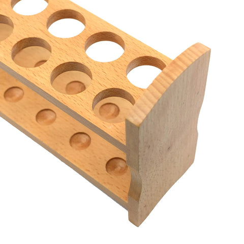 Beech Wood Test Tube Rack For Science Class Holds 12 Tubes Up To 28mm Diameter, 10.25 Inch Wide With Premium Polished Finish