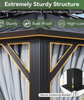 Close-up of corner view of 10x12 Outdoor Gazebo With Double Galvanized Steel Roof, Rust Resistant Patio Pavilion, gray structure.