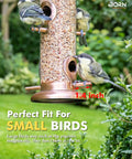 All Metal Brushed Copper Bird Feeder With Six Feeding Ports For Outdoor Hanging 15 Inch Backyard Wild Bird Feeder To Attract A Crowd Of Chirping Friends Seed Not Included Great For Bird Watchers And Garden Decor Yard Friendly Weather Resistant with small birds feeding