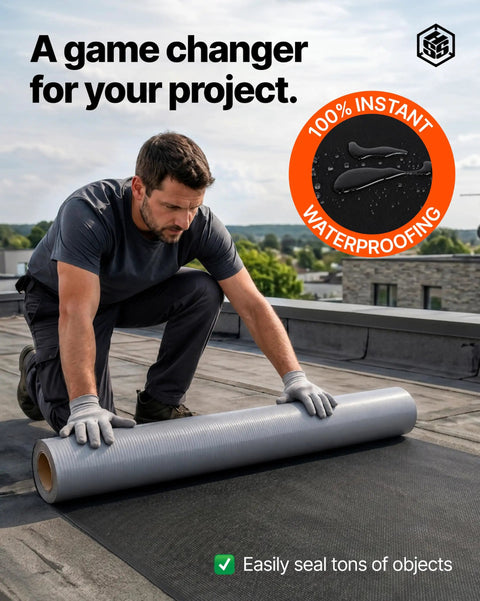 Heavy Duty Epdm Waterproofing Membrane 52 Mil Self Adhesive Roof Deck Sheet features durable installation on a flat roof.