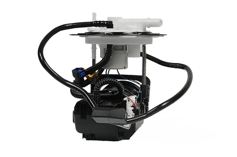 Complete Direct Fuel Pump And Level Sensor Module Assembly With Inline Filter And Pressure Regulator, side view with wiring harness.