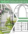 Garden Arbor With Gate Metal Arch Trellis For Climbing Plants And Vines 84 Inch High 54 Inch Wide Heavy Duty Wedding Archway