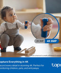 Child playing indoors, illustration of 4K clarity with 4K Indoor Pan Tilt Security Cam With 360 Degree Coverage AI Motion Tracking Person And Pet Detection Facial Recognition Works As Baby Monitor No Monthly Fees Local Storage Or Optional Cloud Wired Home Surveillance.