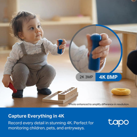 Child playing indoors, illustration of 4K clarity with 4K Indoor Pan Tilt Security Cam With 360 Degree Coverage AI Motion Tracking Person And Pet Detection Facial Recognition Works As Baby Monitor No Monthly Fees Local Storage Or Optional Cloud Wired Home Surveillance.