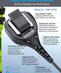 Durable 2 Pin Shoulder Microphone For Kenwood Radios showcasing model CM01-K2PK with heavy-duty clip and rugged design.